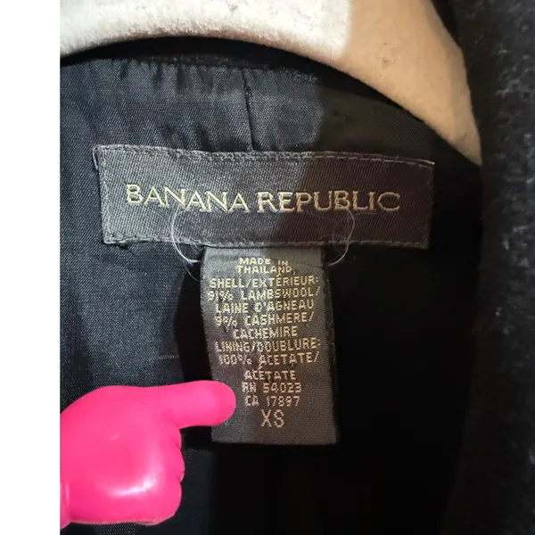 Banana Republic Black Lambswool Cashmere Blend Long Trench Coat XS Women‎ Black - Image 3