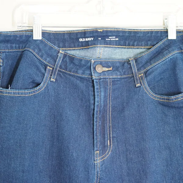 Old Navy Women's Size 16 Wow Wide Leg Jeans High Rise Dark Wash Denim Jeans - Image 3