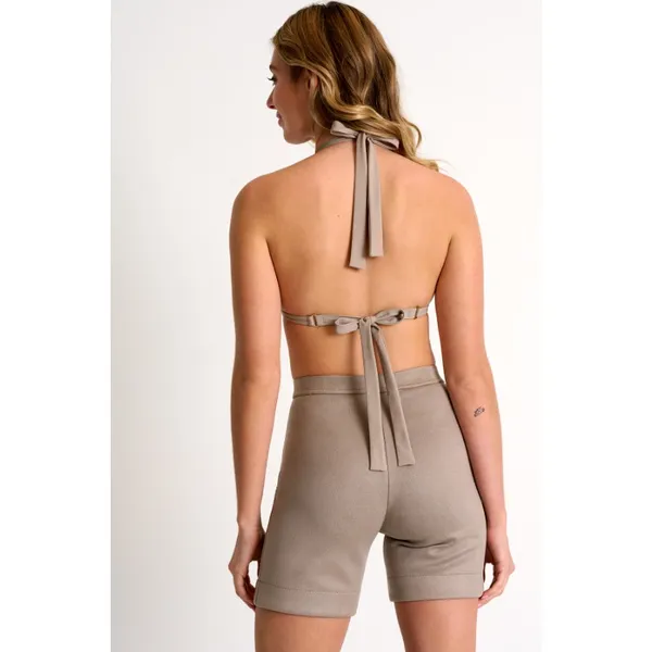 Shan Women's Vegan Suede Bike Shorts Sahara Tan Size 4 Made in Canada‎ - Image 2