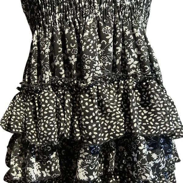 CZ Cover Up Smocked Layered Ruffle Dress Med Boho Chic Fairy Cottage Whimsey - Image 3