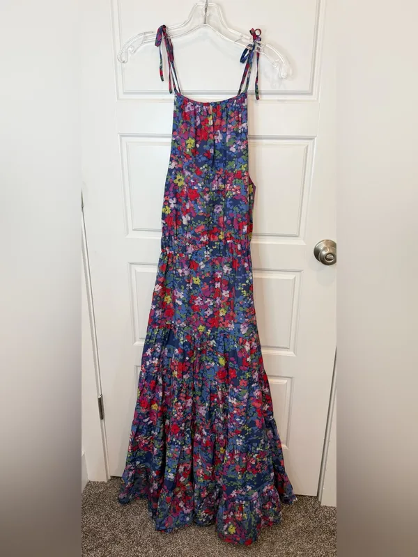 Summersalt High Neck Tiered Maxi Dress Floral Painted Meadows Sleeveless Size XS - Image 3
