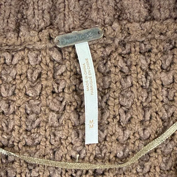 Free People Whistle Thermal‎ Henley Brownstone Combo Chunky knit Sweater Medium - Image 5