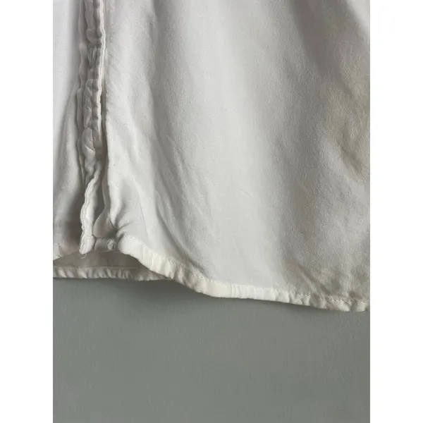Sim & Sam White‎ Cream Rayon Short Sleeve Peter Pan Collar Button Down Blouse S - Image 5