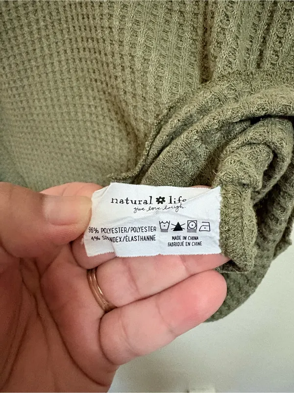 NATURAL LIFE Olive Ribbed Long-Sleeve Henley - Image 4