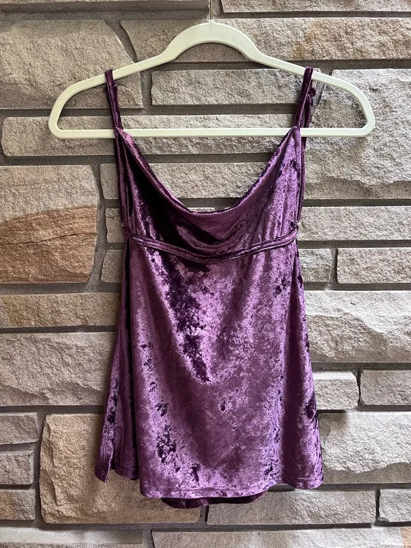 Free People All Night Velvet Tunic Sleeveless Camisole Top Fig Jam XS - Image 3