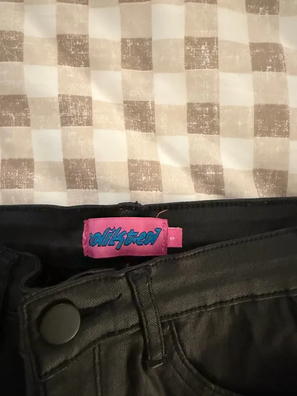 Edikted Black Leather Pants Flare - Image 3