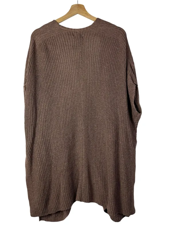 Universal Thread Dark Brown Open Knit Short Sleeve Tunic Cardigan Sweater M - Image 2