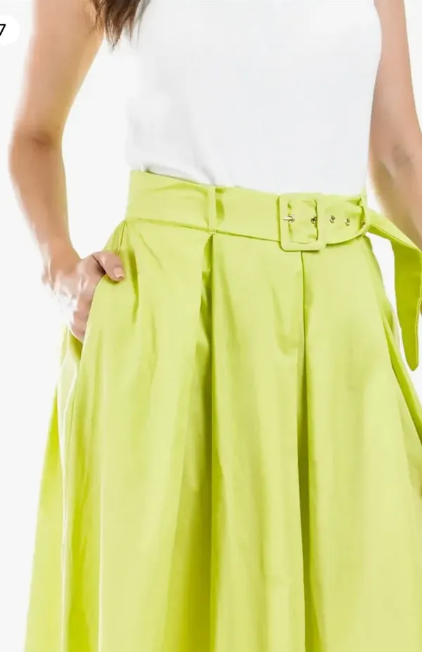 High waist pleated midi skirt with belt size M - Image 2
