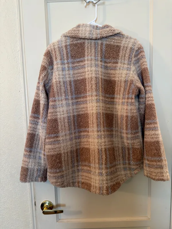 Hollister Plaid Sherpa Fleece Shirt Jacket Shacket - Image 3