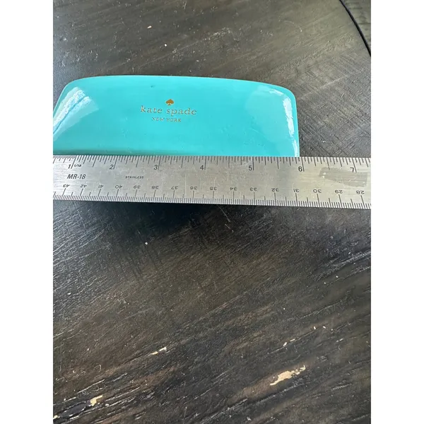 Kate Spade Turquoise and Green Hard Shell Eyeglass Case with Eye Graphic Inter - Image 6