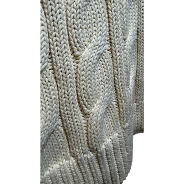 Lauren Ralph Lauren Cable Knit Shawl Collar Pullover Cream Sweater Womens| Large - Image 6