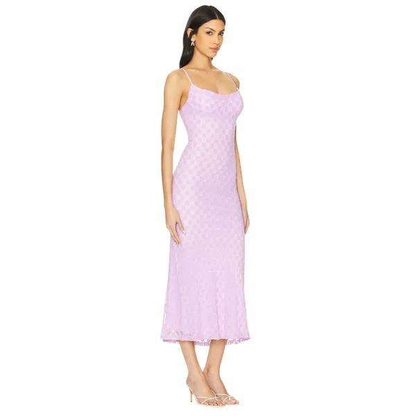 Bardot Adoni Mesh Midi Dress in Lilac Purple 6 New Womens Bodycon Stretch - Image 3