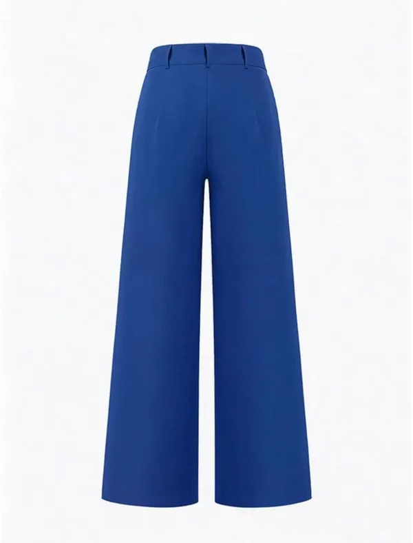 Royal Blue Pleated Wide Leg Trouser Pants XL - Image 2