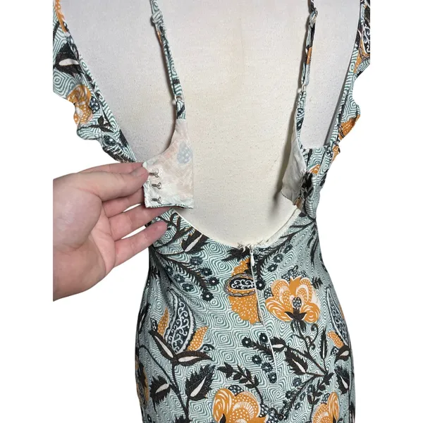 ANTHROPOLOGIE Women’s Boho Linen Blend Printed Halter Slim Midi Dress - Image 9