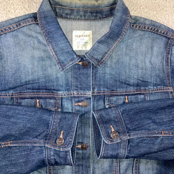 Old Navy Denim Trucker Jacket Women 2XL Blue Faded Utility Layering Outdoor - Image 15