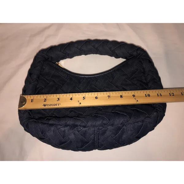 Urban Expression Denim Woven Top Handle Bag Dark Wash Blue Small Y2K Vegan - Image 6