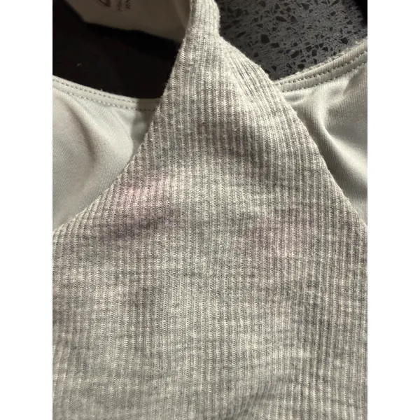 Alo Yoga Womens Ribbed Racerback Handkerchief Hem Tank Top Heather Gray S - Image 6