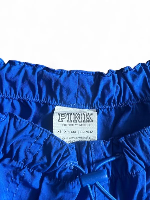 PINK Victoria’s Secret Electric Blue Parachute Pants Wide-Leg Cargo Pants Sz XL - Image 5