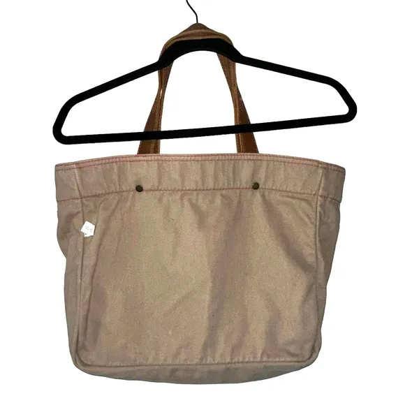 Gap Y2K Reversible Canvas Tote Bag Leather Handles‎ Pink Trim Striped - Image 2