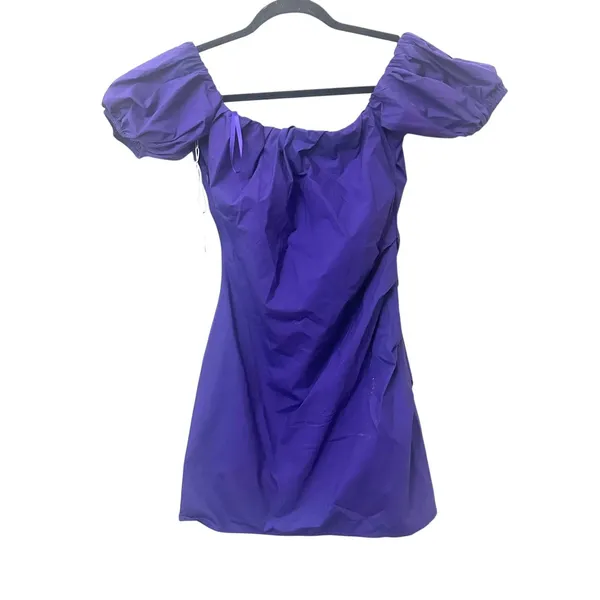 STAUD Giulia Off Shoulder Mini Cocktail Dress Purple NWT‎ Medium - Image 4