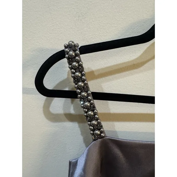 Kate Spade satin mini‎ dress with beaded straps Gray Size 0 - Image 5