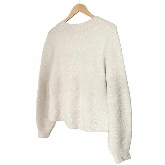 Joie Stavan Sweater Large Snow Ivory Metallic Wool Alpaca Twist Front Pullover - Image 6