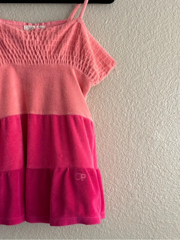 OP Ocean Pacific Pink Terry Cloth Swim Cover Up Mini Dress Y2K Style M - Image 6