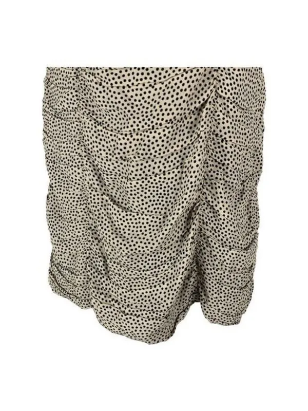 Zara Womens Polka Dot Mini Dress Size M Beige Black Puff Sleeve - Image 2