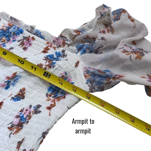 Abercrombie & Fitch Smocked Puff Sleeve Midi Dress Floral Coquette Cottagecore L - Image 11
