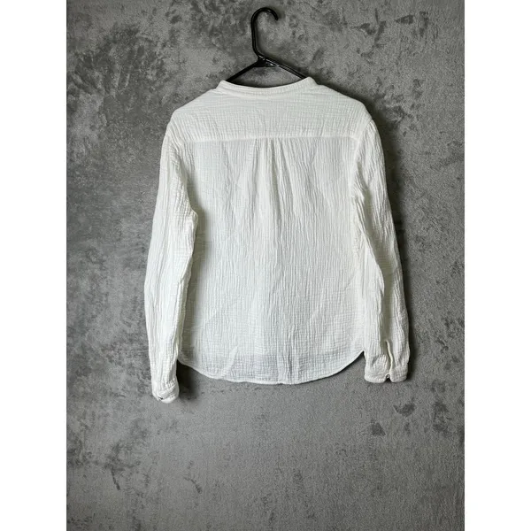 Rag &‎ Bone White Gauze Cotton Henley Blouse Women's XS Classic Minimalist Chic - Image 3