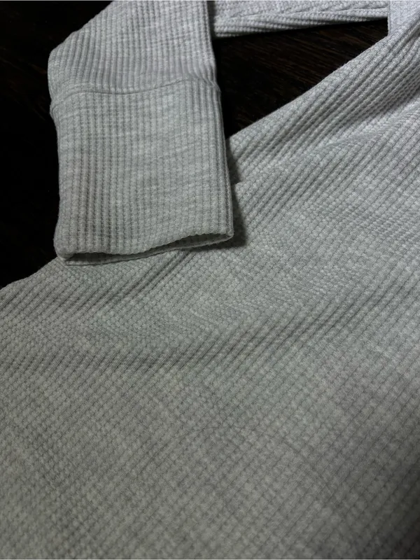 Soma Waffle Knit Henley Pajama Loungewear Top in Heather Barely There Medium - Image 4