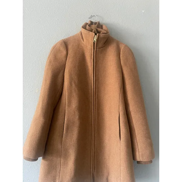 J.Crew Lodge Coat Italian Stadium-Cloth Wool Heather Brown Camel - Image 6