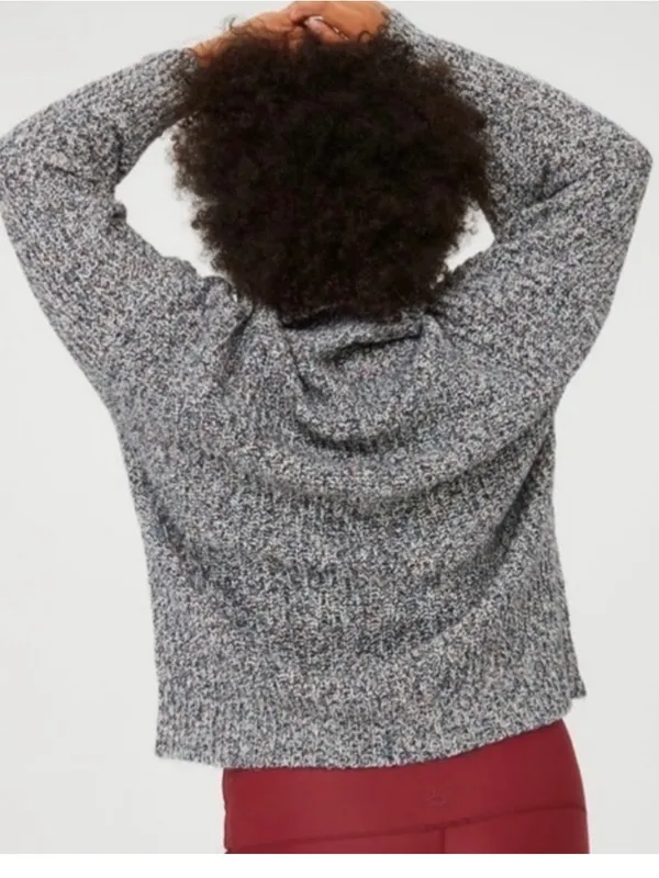 OFFLINE By Aerie Chillside Fold over Quarter Zip Marled gray knit Sweater - Image 2