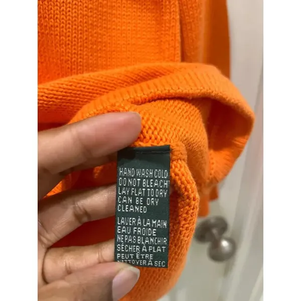 Lauren By Ralph Lauren Orange Fisherman Mock Neck Knit Sweater Sz S - Image 6