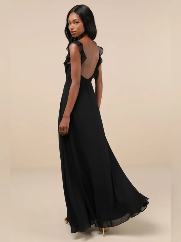 LULU’S Dreamy Admiration Black Ruffled Maxi Dress - Image 5