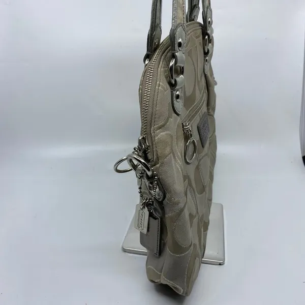 COACH M Size Tan Signatur Jacquard Fabric Handbag - Image 2