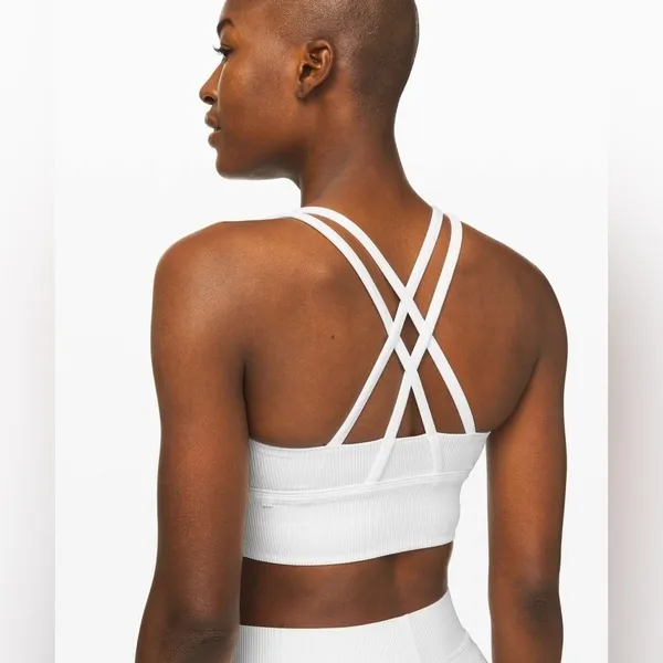 Lululemon Energy Sports Bra Long Line Texture Ribbed Padded White Size 6 - Image 2