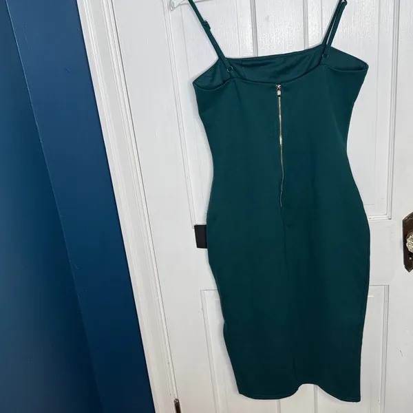 Lulus Paulina Forest Green Bodycon Midi Dress New with Tag W1942 Sz M - Image 9