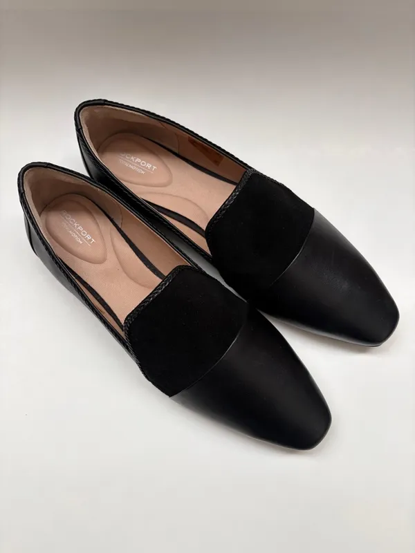 Rockport Total Motion Laylani Mixed-Media Black Leather Suede Loafer Minimalist - Image 6