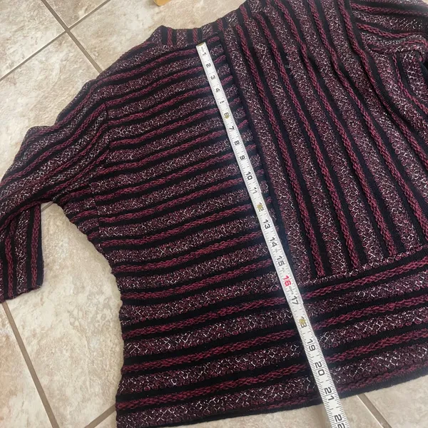 Anthropologie Akemi + Kin Burgundy Black Metallic Striped Sweater size Small - Image 4