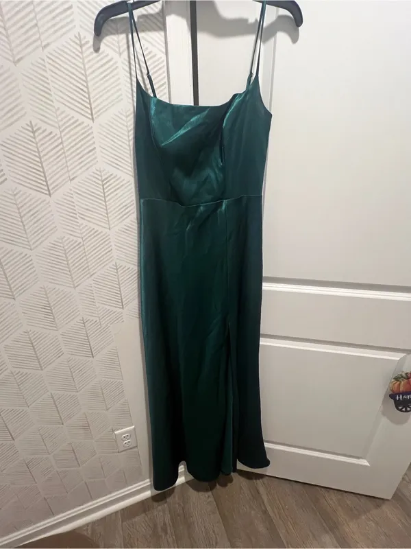 Birdy grey Satin Emerald Green Cowl Neck Evening Dress - Image 13
