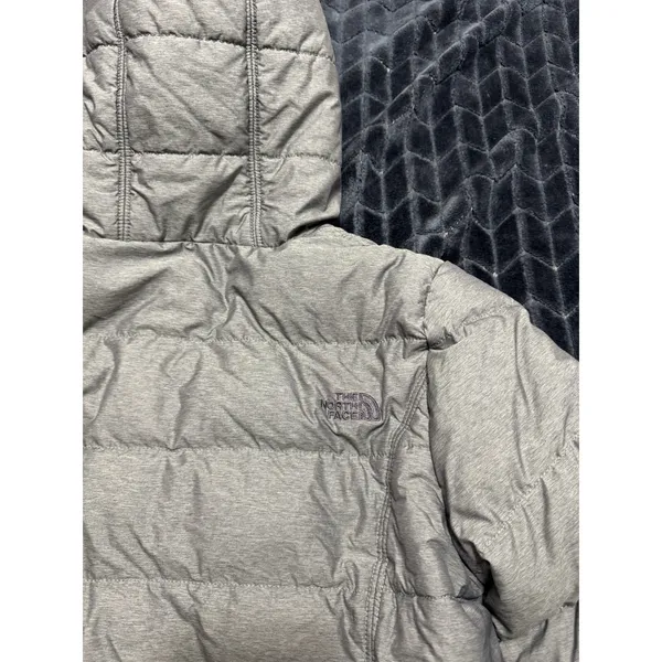 THE NORTH FACE Women's 550 Goose Down Hooded Zip Quilt Puffer Gray Coat Size S - Image 11