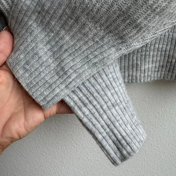 Quince Baby Alpaca Wool Quarter Zip Sweater Light Gray Quiet Luxury Preppy Large - Image 8