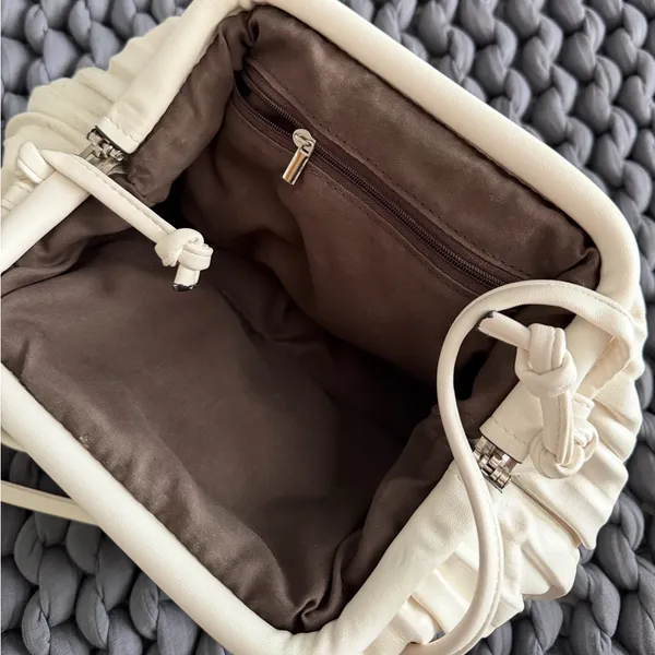 Pleated Dumpling Clutch White - Image 10