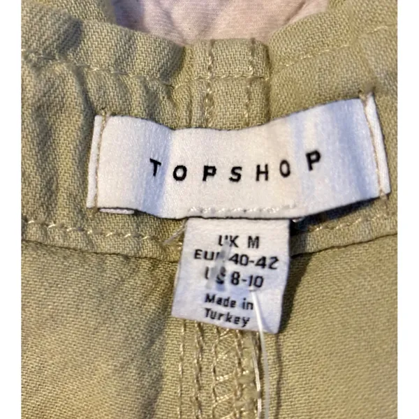 Topshop Sage Green Cotton Linen Blend Utility Jogger Pants Size US 8-10 M - Image 3