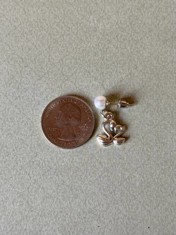 Handmade fairy whimsy cottage swan dangle earrings  🦢🩵 - Image 5