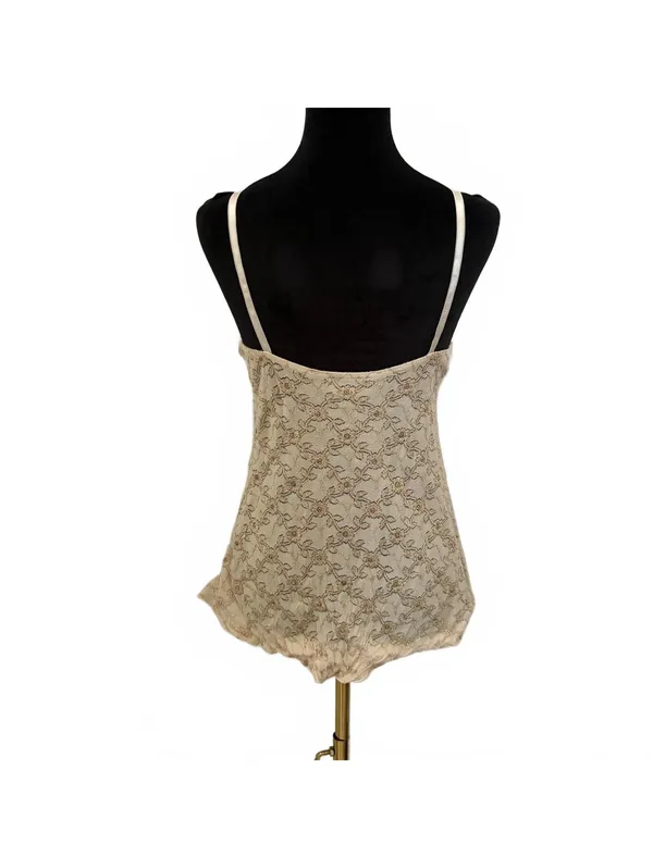 I.N. San Francisco Vintage Y2K Babydoll Cami Tank Top Fairy Delicate Floral Gold Lace Women's Large - Image 2