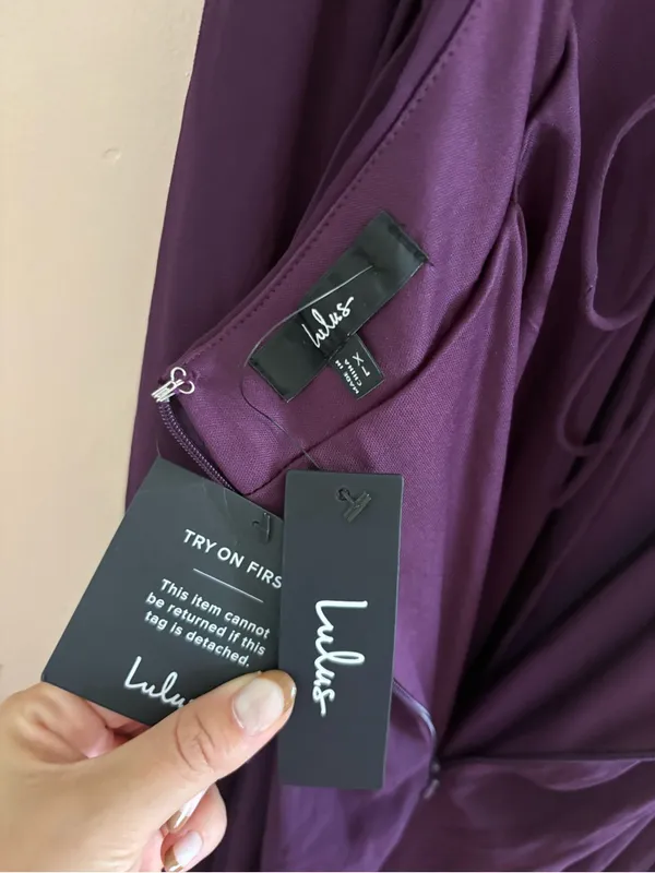 Lulus Soiree Celebration Purple Ruffled Lace-Up Maxi Dress Size XL Formal - Image 6