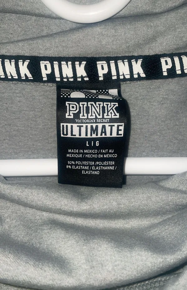 Victoria's Secret PINK Ultimate Funnel Neck Gray Neon Pullover - Image 3