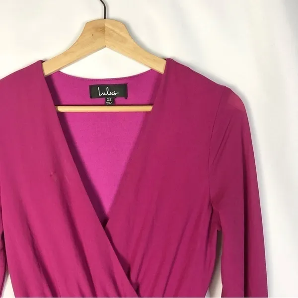 Lulu's‎ Wonderous Water Lilies Magenta Pink Long Sleeve Maxi Dress XS - Image 4